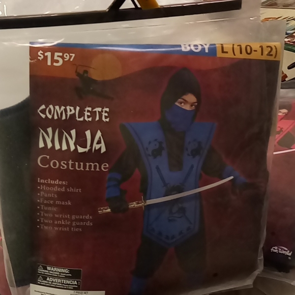 COPY - Ninja Costume Fun World Cosplay Jumpsuit Halloween Size L 10-12 - Picture 1 of 2